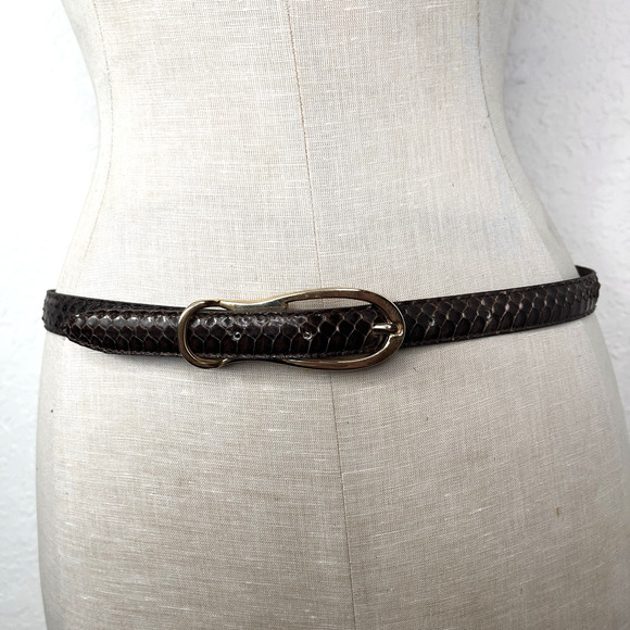 Women’s Genuine Snake Skin Waist Belt Brown Size S-M, unbranded, vintage, retro - Picture 1 of 8